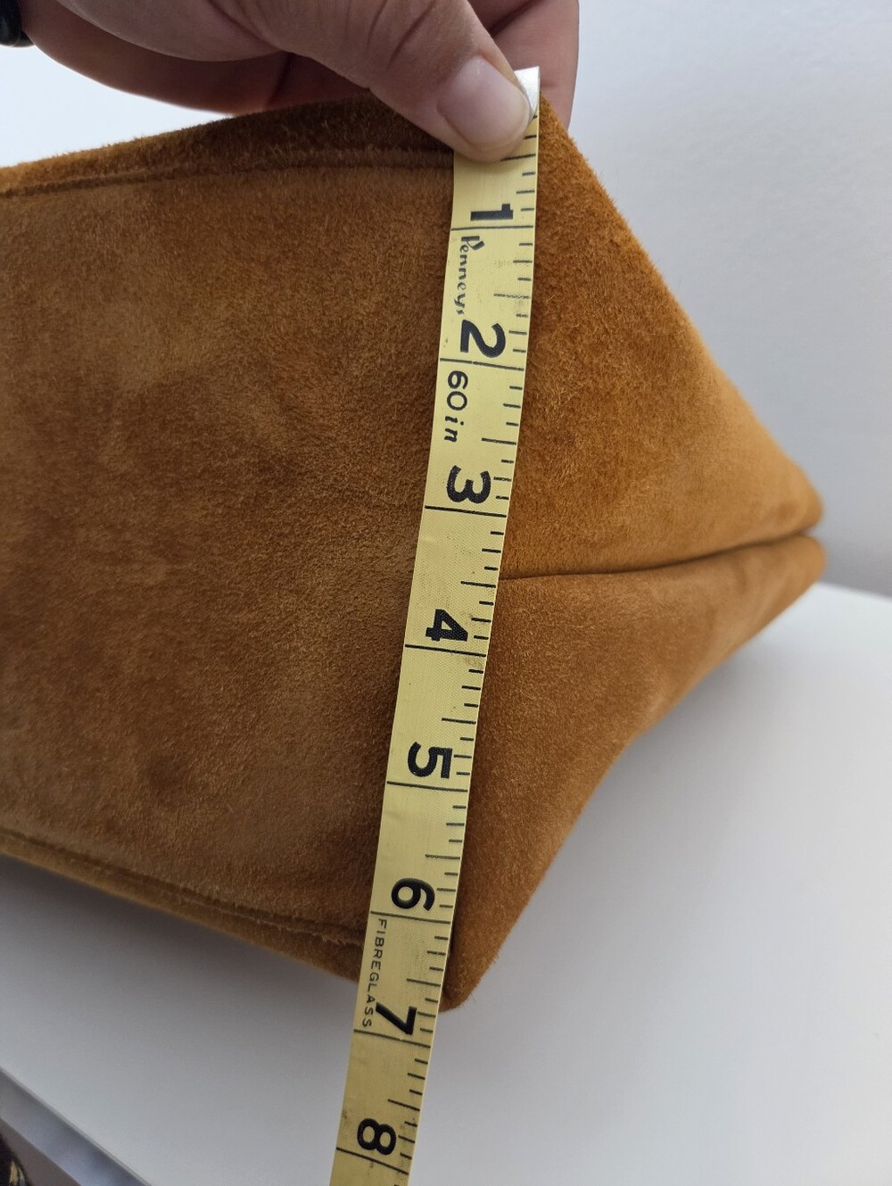 Madewell The Zip-Top Essential Suede Office Work Laptop Tote in Dark Camel Brown - Picture 10 of 15